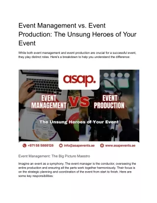 Event Management vs. Event Production: The Unsung Heroes of Your Event