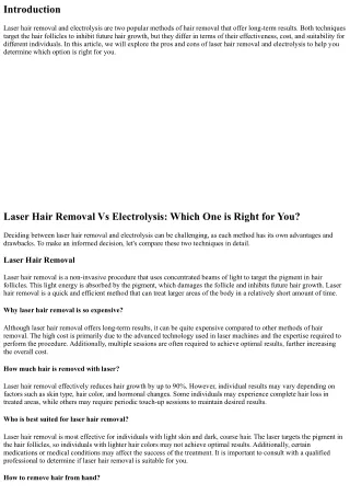 Laser Hair Removal Vs Electrolysis: Which One is Right for You?