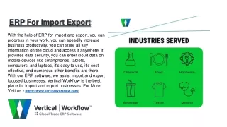 Business Intelligence - ERP for Import Export - Vertical Workflow Software