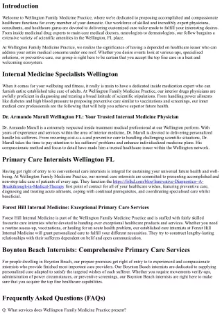 Wellington Family Medicine Practice: Caring for Every Member of Your Family