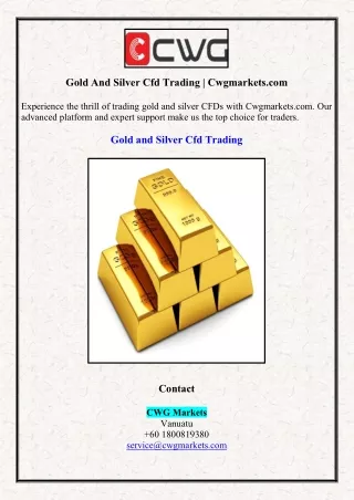 Gold And Silver Cfd Trading | Cwgmarkets.com