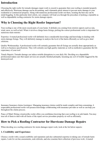 Picking the Right Professional Roofer for Storm Harm Repair Services