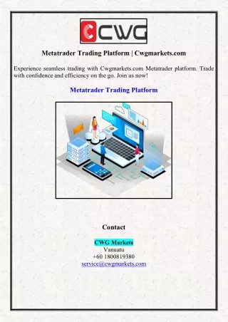 Metatrader Trading Platform | Cwgmarkets.com