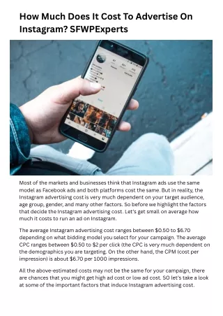 How Much Does It Cost To Advertise On Instagram? SFWPExperts