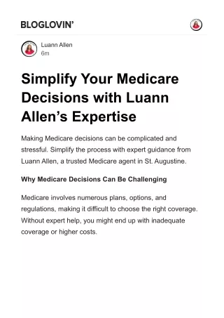 Simplify Your Medicare Decisions with Luann Allen’s Expertise