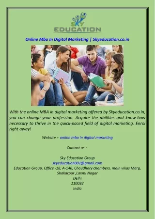 Online Mba In Digital Marketing  Skyeducation.co.in