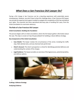 What Does a San Francisco DUI Lawyer information