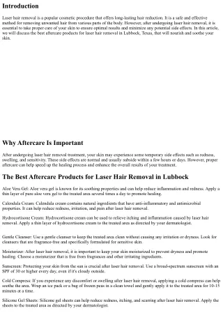 The Best Aftercare Products for Laser Hair Removal in Lubbock: Nourish and Sooth