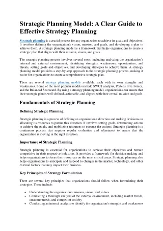 Strategic Planning Model A Clear Guide to Effective Strategy Planning