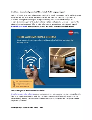 Smart Home Automation Systems with Arabic Language Support in UAE