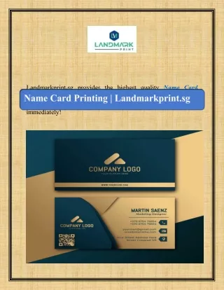 Name Card Printing | Landmarkprint.sg