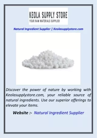 Natural Ingredient Supplier  Keolasupplystore.com