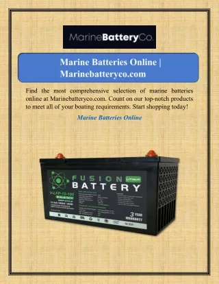 Marine Batteries Online | Marinebatteryco.com