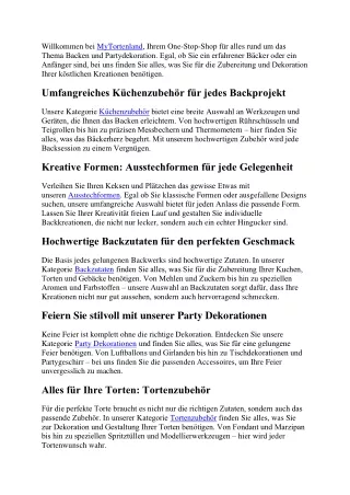 MyTortenland Alles, was Sie für Ihre Kuchen und Partys brauchen