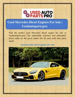 Used Mercedes Diesel Engines For Sale | Usedautoparts.pro