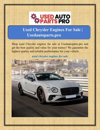 Used Chrysler Engines For Sale | Usedautoparts.pro