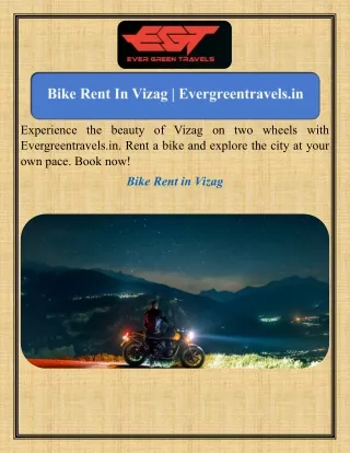 Bike Rent In Vizag  Evergreentravels.in