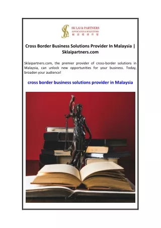 Cross Border Business Solutions Provider In Malaysia  Sklaipartners.com