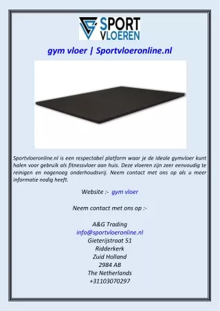 gym vloer  Sportvloeronline.nl
