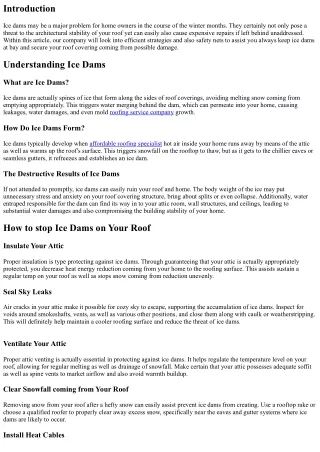 Exactly How to stop Ice Dams on Your Rooftop