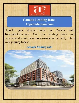 Canada Lending Rate  Topcondoteam.com