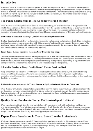 Traditional Fences in Tracy: Timeless Charm for Your Home
