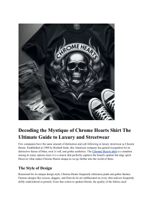 Decoding the Mystique of Chrome Hearts Shirts The Ultimate Guide to Luxury and Streetwear