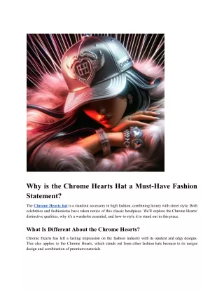 Why is the Chrome Hearts Hat a Must-Have Fashion Statement?