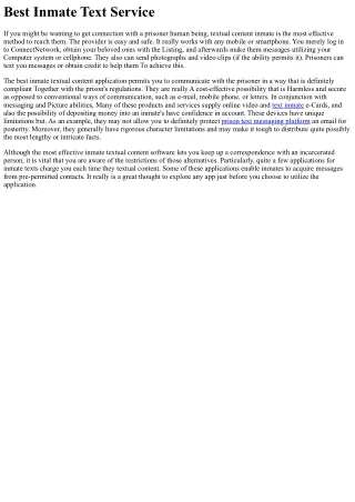 Finest Inmate Textual content Company