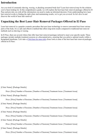 Unpacking the Best Laser Hair Removal Packages Offered in El Paso