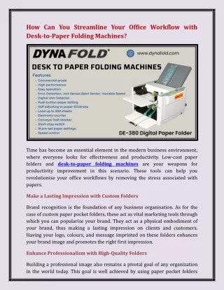 desk-to-paper folding machines