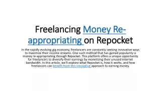 Get Money Re-appropriating on Repocket: Authoritative Assistant