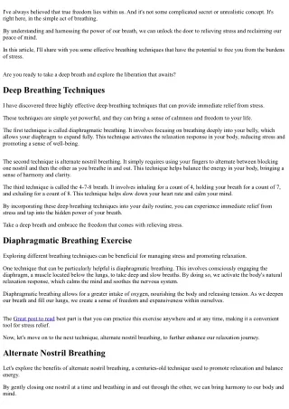 Unlocking Stress Relief: The Hidden Power of Breathing