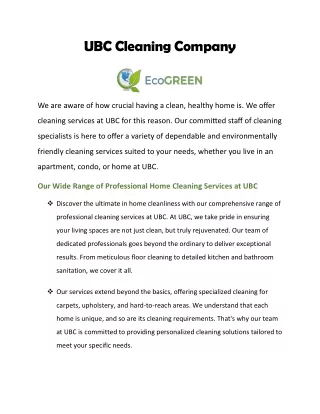 UBC Cleaning Company