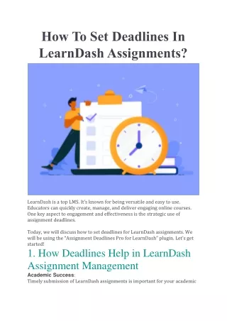 How To Set Deadlines In LearnDash Assignments?