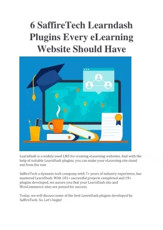 6 SaffireTech Learndash Plugins Every eLearning Website Should Have