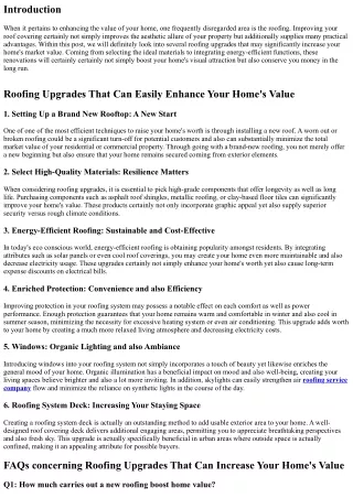 Roofing Upgrades That Can Boost Your Home's Value