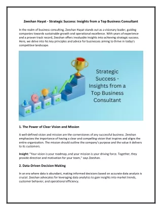 Zeeshan Hayat - Strategic Success - Insights from a Top Business Consultant