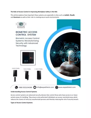 The Role of Access Control in Improving Workplace Safety in the KSA
