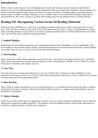 Roofing 101: Knowing Different Kinds Of Roofing Materials