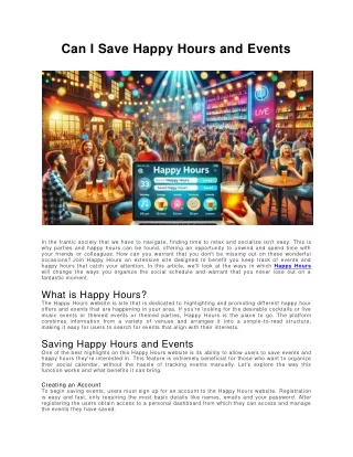 Can I Save Happy Hours and Events