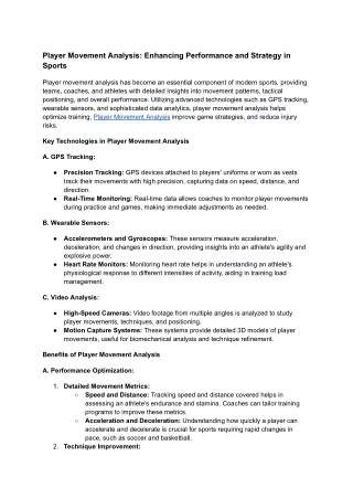 Player Movement Analysis