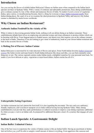 Indian Lunch Specials: The ideal Specials in Spokane Valley