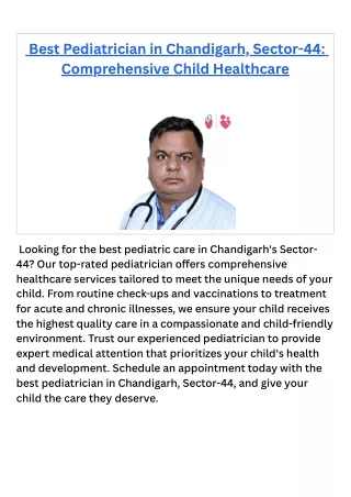 _Best Pediatrician in Chandigarh, Sector-44 Comprehensive Child Healthcare