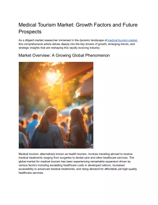 Medical Tourism Market: Growth Factors and Future Prospects