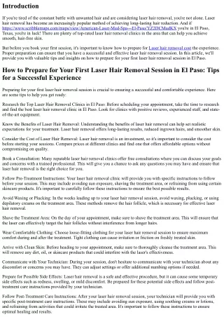 How to Prepare for Your First Laser Hair Removal Session in El Paso: Tips for a