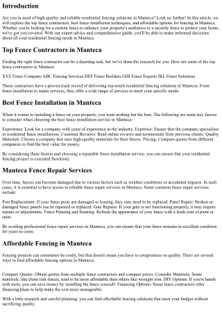 “Residential Fencing Solutions: The Best in Manteca”