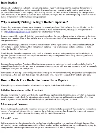Picking the Right Roofer for Storm Harm Fixings