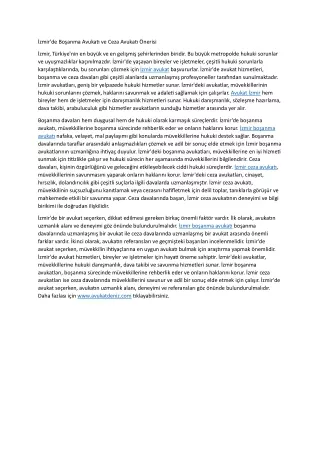 Izmirde Bosanma Avukati ve Ceza Avukati Onerisi
