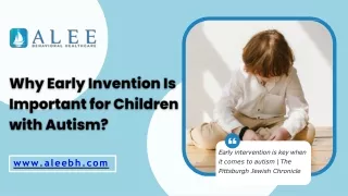 Why Early Invention Is Important for Children with Autism